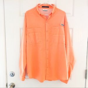 Columbia PFG Tamiami Long Sleeve Fishing Shirt Orange Size Large
